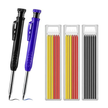 Carpenter Pencil Set for Woodworking - 5 Colors Mechanical Pencils with Refill for Carpentry Marking & Construction Jobs