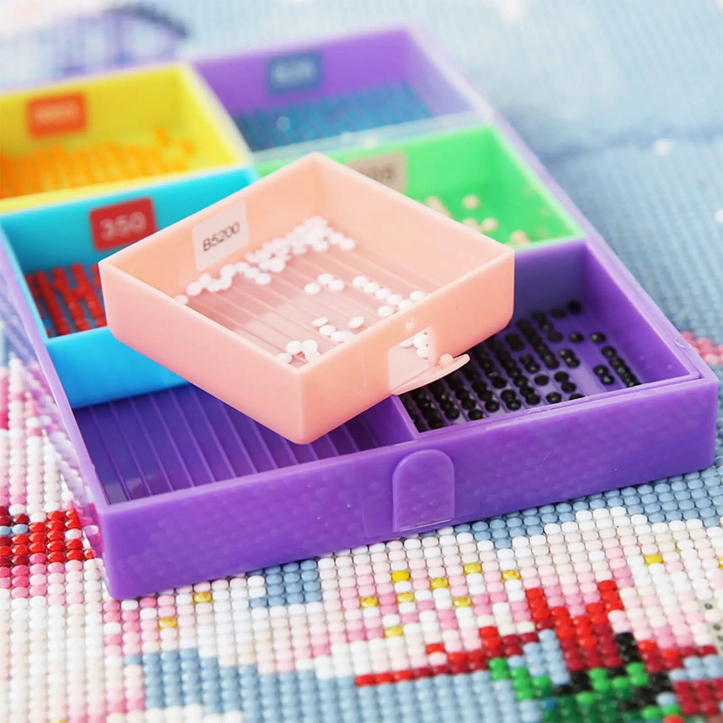 6-Grid Diamond Painting Accessory Tray Kit – Large Capacity Plate for Nail Art, Beading, and Cross Stitch