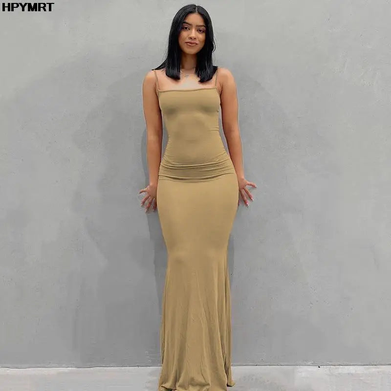 Women’s Satin Slip Maxi Dress – Sleeveless Backless Bodycon Elegant Party Dress Y2K Slim Fit Evening Gown