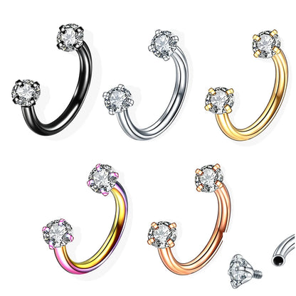 Stainless Steel Crystal Hoop Piercing – Nose, Ear, Belly Ring for Women & Men, Cartilage Helix Daith Jewelry