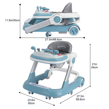 UBRAVOO 2-in-1 Push Walker for Infants & Toddlers – Foldable with Detachable Feeding and Music Trays