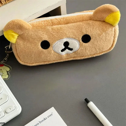 Kawaii Rilakkuma Pencil Case - Cute Cartoon Bear Pen Pouch Organizer for Kids, Girls & School Supplies Gift