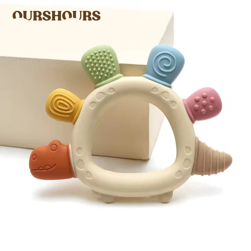 Baby Dinosaur Silicone Teether - BPA Free Easy Grip Chewing Toy for Newborns & Infants