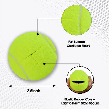 4pcs Precut Walker Tennis Balls – Heavy Duty Felt Pads for Furniture Legs & Floor Protection
