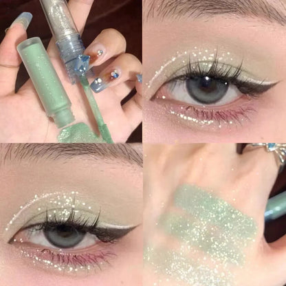 2-in-1 Double Head Glitter Liquid Eyeshadow – Waterproof Matte Blue Green Lightweight Summer Eye Makeup