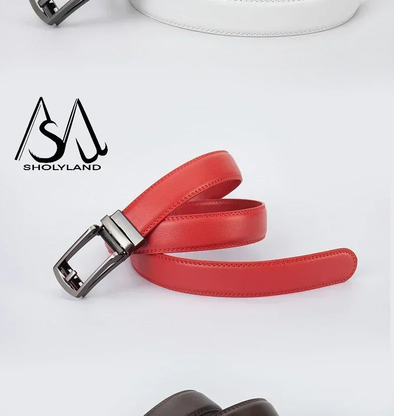 Men’s Classic Leather Belt – Trendy Two-Layer Cowhide with Alloy Automatic Buckle for Business & Casual Wear