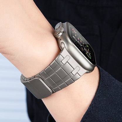 Magnetic Stainless Steel Band for Apple Watch – Titanium Color Strap for 49mm, 45mm, 44mm, 42mm Series 9, 8, 7, 6, 5, 4, SE, Ultra 2