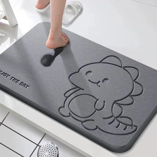 Diatom Mud Bathroom Floor Mat – Dirt-Resistant, Water-Absorbing, Non-Slip & Wear-Resistant for Bathtub & Sink
