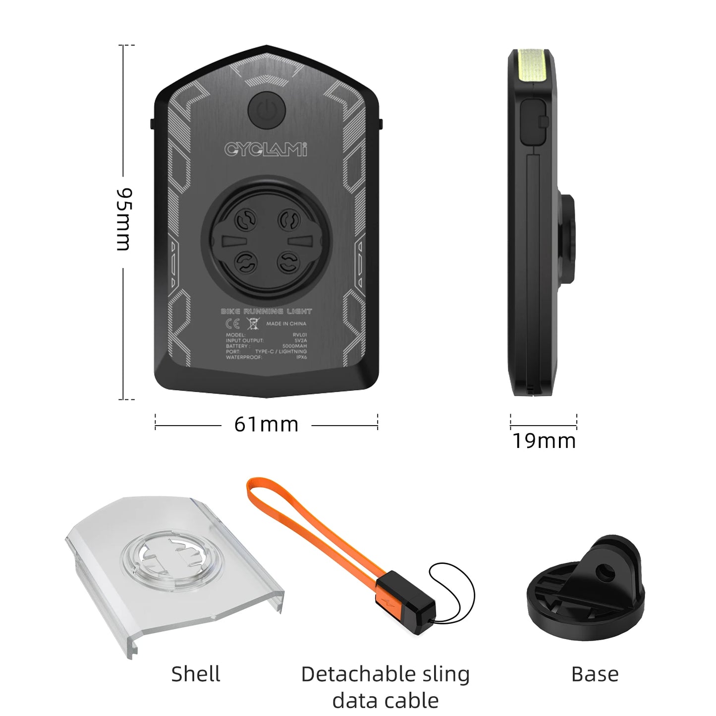 CYCLAMI RVL01 Bicycle Front Light – IPX6 Waterproof, Type-C Charging Cycling Headlight for XOSS IGS Computer