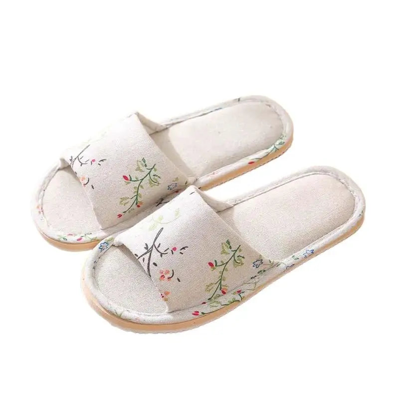Linen Flax Slippers - Lightweight Breathable Non-Slip Indoor Slides for Women & Men