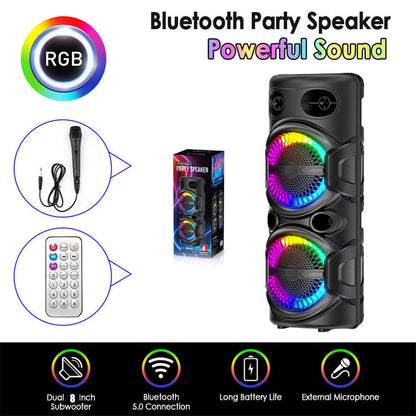 3000W Portable Bluetooth Speaker – Heavy Bass Subwoofer, Party DJ Karaoke, Rechargeable Loud Sound System