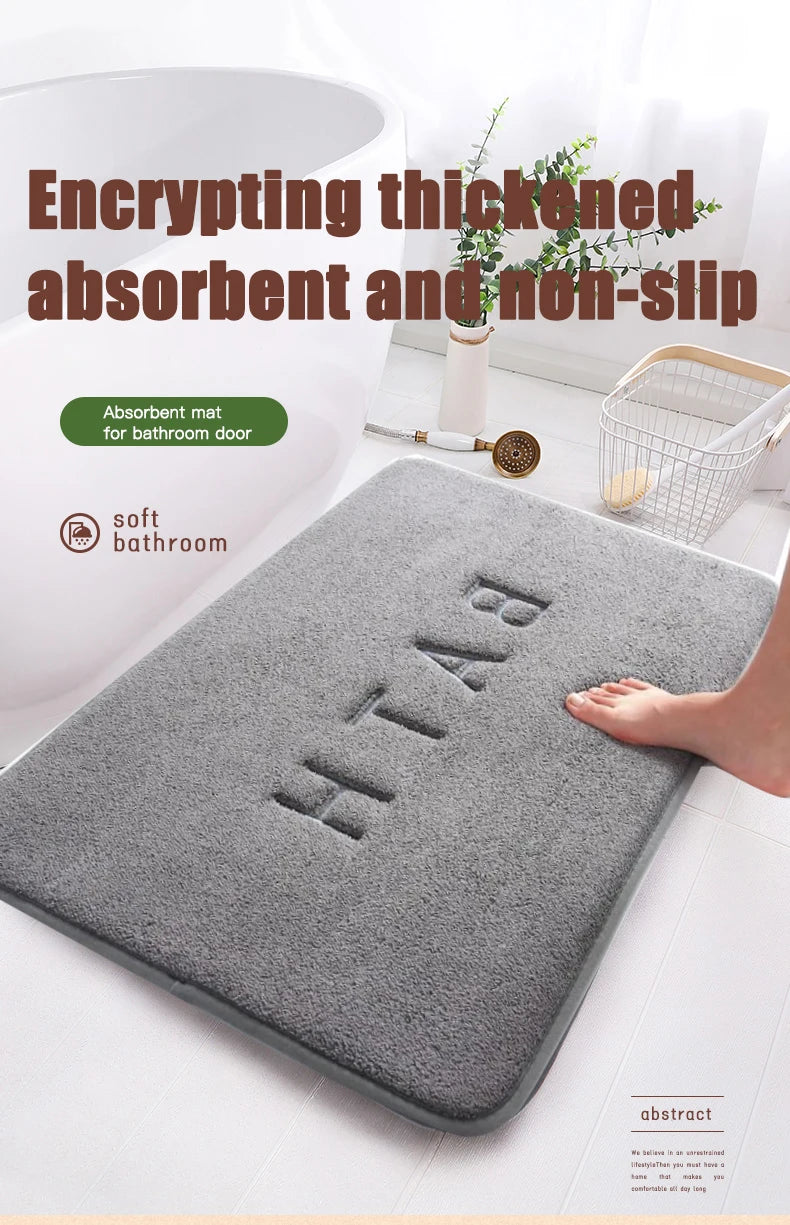 Anti-Slip Faux Cashmere Memory Foam Carpet – Super Absorbent Coral Fleece Floor Mat for Kitchen, Living Room & Bathroom