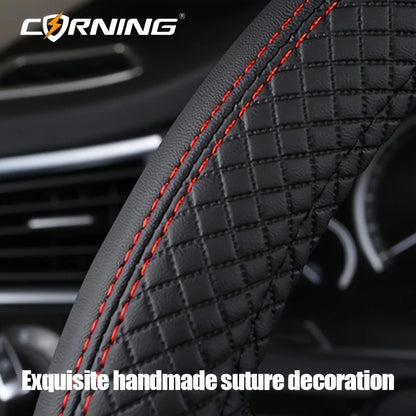 38cm PU Leather Steering Wheel Cover — Anti-Slip, Breathable Fiber Braid, Universal Car Accessory