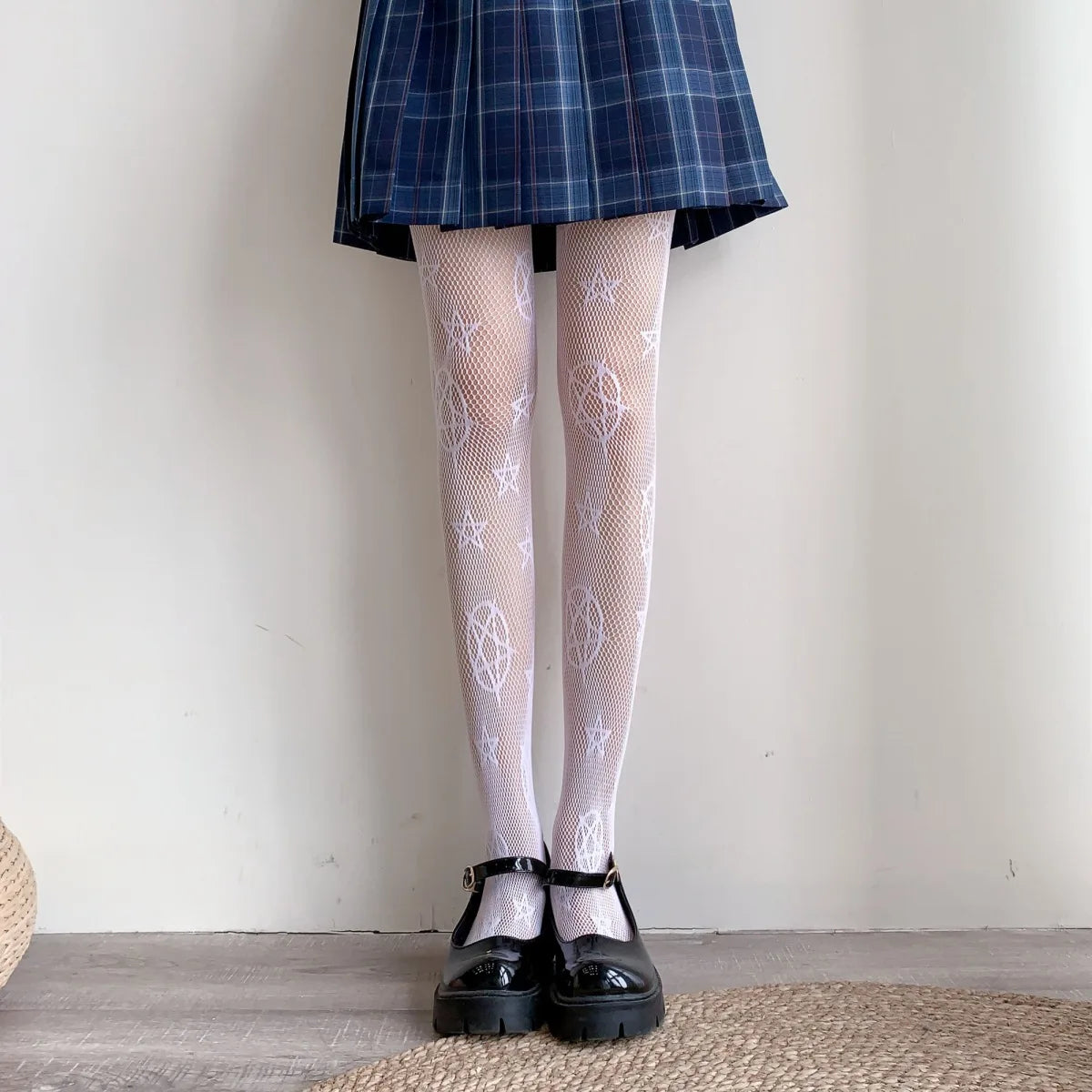 Women’s Gothic Bat Fishnet Stockings - Harajuku Emo Mesh Thigh High Tights with Sexy Alternative Lingerie Style
