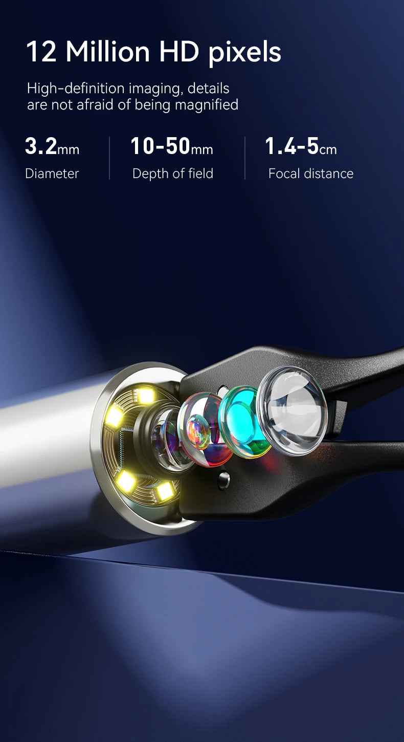 Visual Ear Cleaner with Camera – 12MP Ear Wax Removal Tool with Ear Pick, Tweezers & 6 Ear Spoons for Ear Care