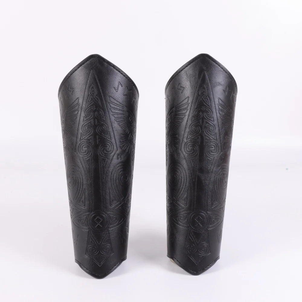Medieval Gothic Armor Gloves - PU Leather Lace-Up Bracers, Wide Cuff Arm Warmers for Renaissance, Pirate, and Knight Costumes