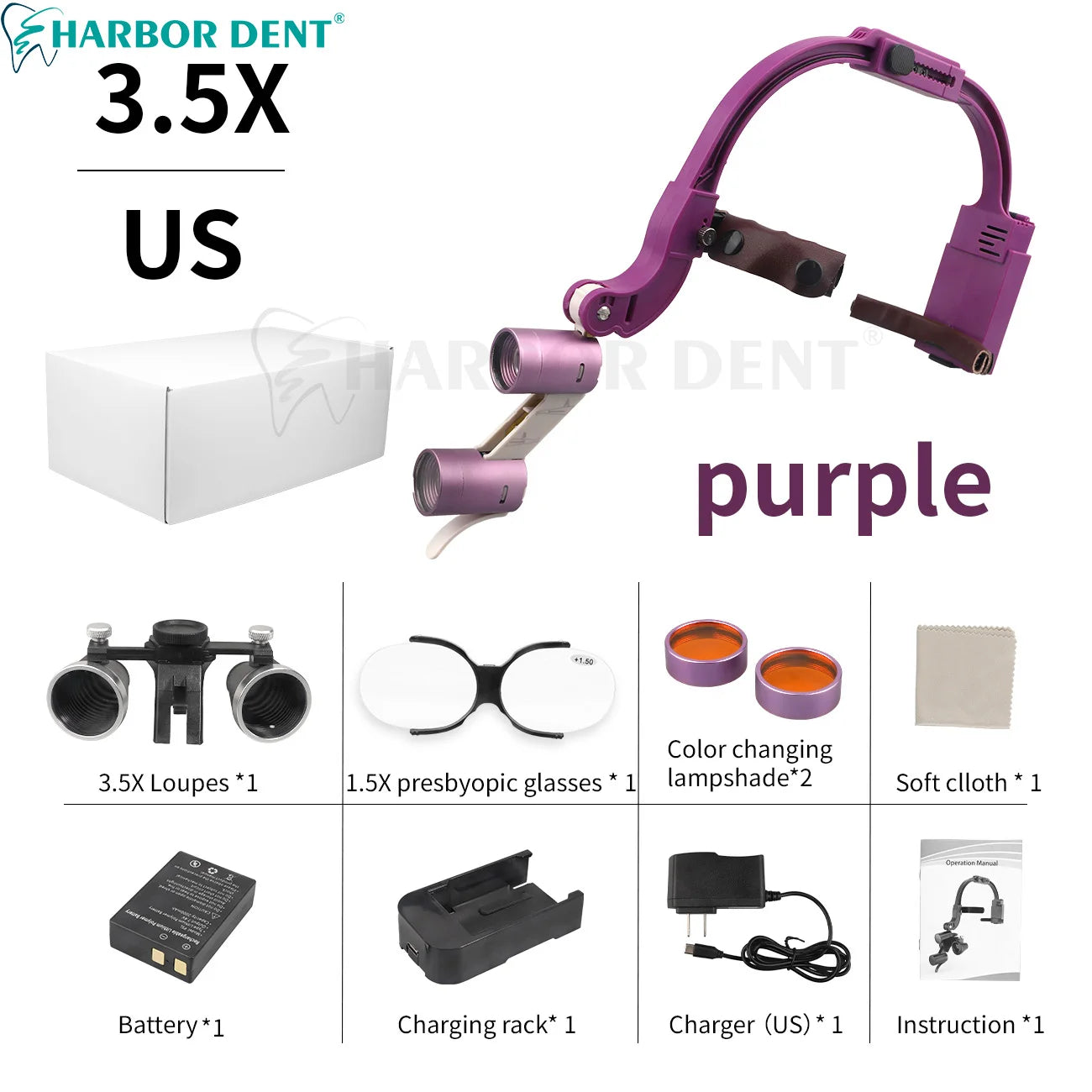 Dental Loupes LED Headlight – 2.5X/3.5X Magnification Binocular Surgical Magnifier with Comfortable Headband