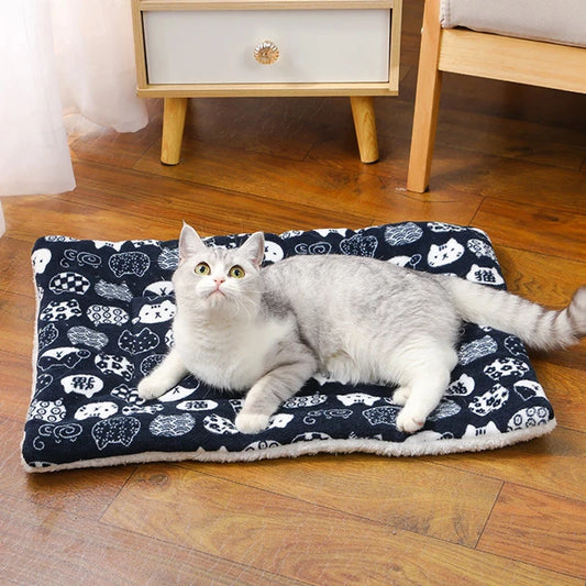 Thick Flannel Pet Sleeping Mat - Soft Warm Cat & Small Dog Cushion Blanket