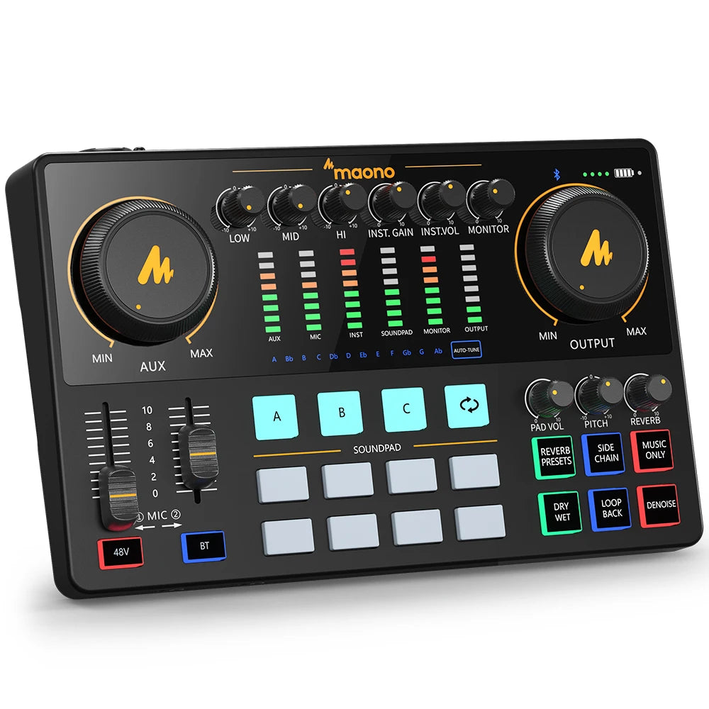 MaonoCaster AME2 Gen2 Audio Interface Mixer — Dual XLR Podcast & Guitar Streaming with Pro Preamp