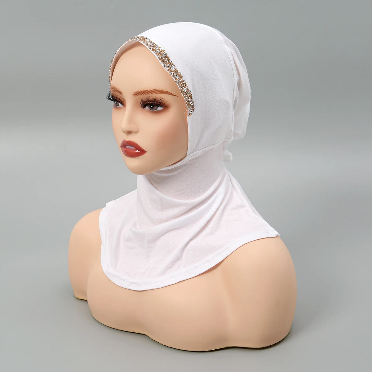 Women’s Modal Rhinestone Hijab Cap - Soft Muslim Turban Underscarf Bonnet for Secure Headwrap Styling
