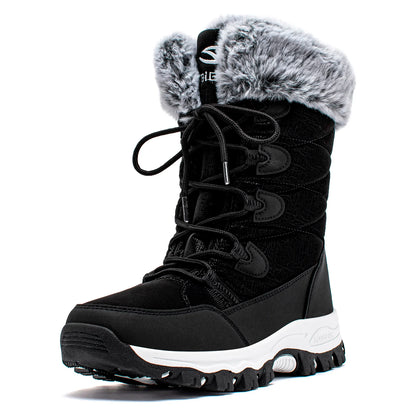 HOBIBEAR Women’s Winter Snow Boots – Waterproof Faux Fur Lined Non-Slip Lace-Up Outdoor Shoes