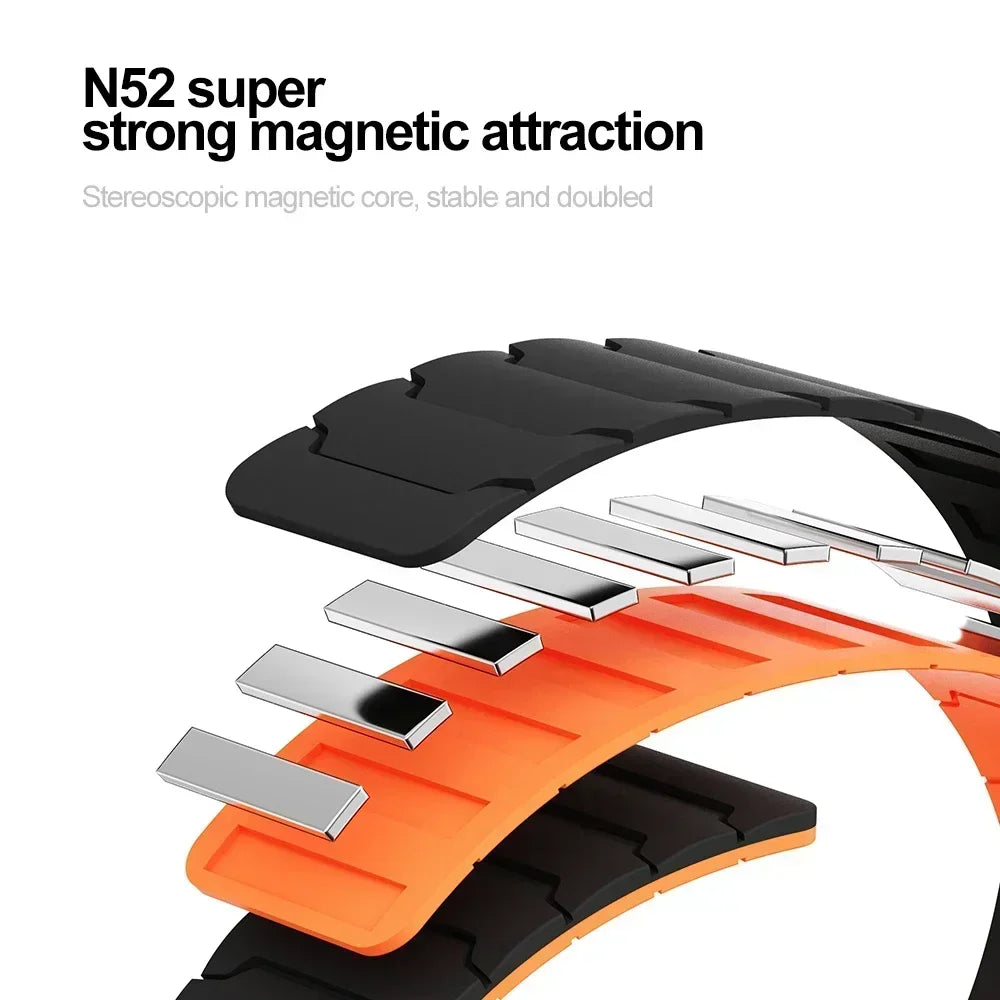 22mm Magnetic Silicone Watch Strap for NORTH EDGE APACHE-46 – Sport Replacement Wristband Bracelet Accessories
