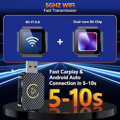 NEW 2 in 1 Mini AI Box - Wireless CarPlay and Android Auto Adapter, Wired to Wireless for Audi, Toyota, VW, Peugeot, Plug and Play