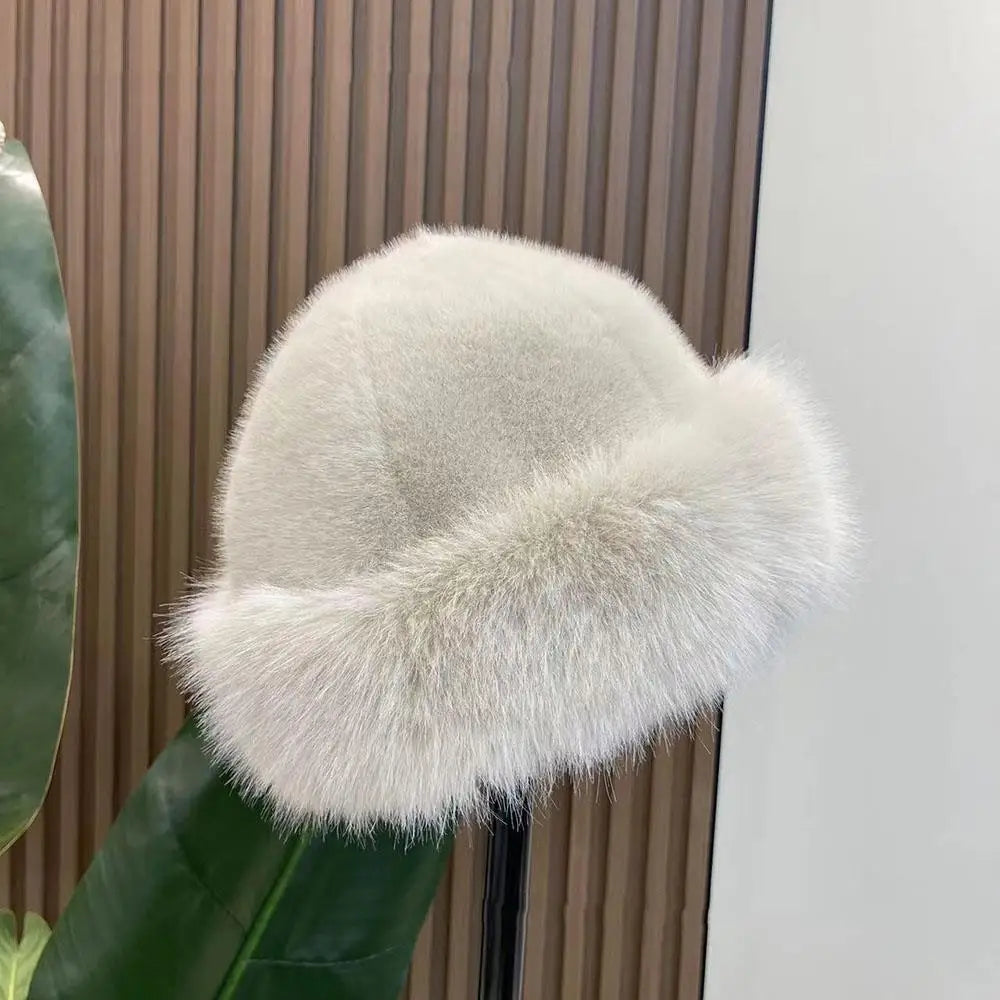 Women’s Winter Fluffy Fur Hat – Thick Warm Faux Fur Ski Cap, Russian Mink Fisherman Style, Windproof