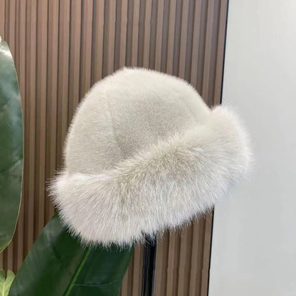 Women’s Winter Fluffy Fur Hat – Thick Warm Faux Fur Ski Cap, Russian Mink Fisherman Style, Windproof