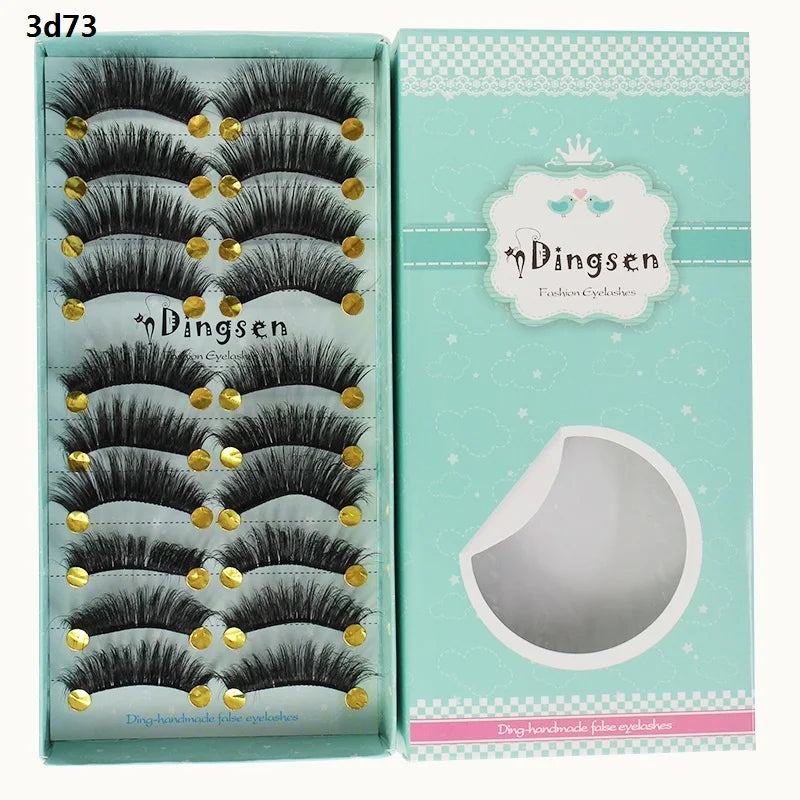DINGSEN 10 Pairs Handmade Eyelash Fans – Individual False Lashes for Beauty & Makeup, Factory Price