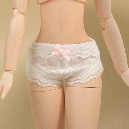 Blythe Doll Panties – Cute Pink Bow Lace Leggings & White Pants for Ymy, Licca, Azone, Ob22/24/27 Dolls, Doll Clothes Accessories