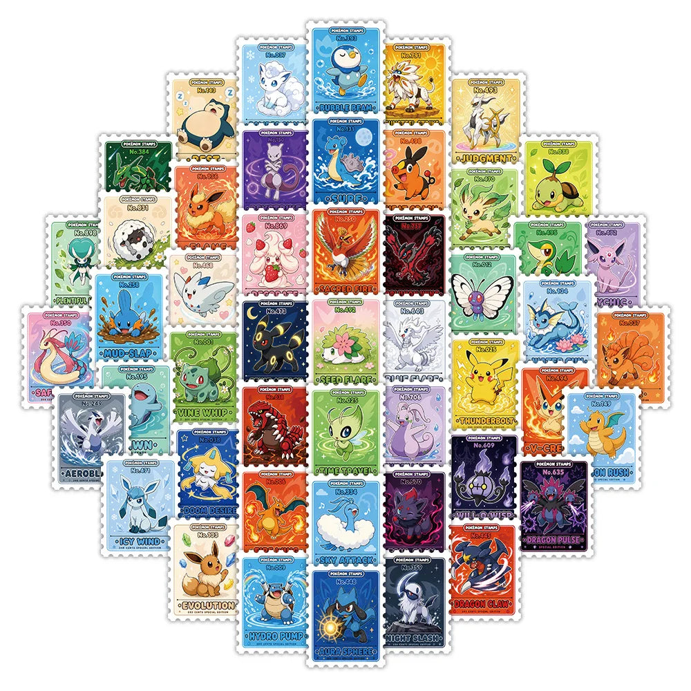60PCS Pokémon Anime Stickers - Cute Scrapbooking Decals for Laptops, Notebooks & Suitcases