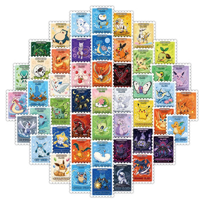 60PCS Pokémon Anime Stickers - Cute Scrapbooking Decals for Laptops, Notebooks & Suitcases