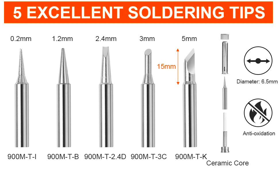 80W LCD Digital Soldering Iron Kit — Adjustable Temperature Electronics Repair Tool with Switch & Solder Tips
