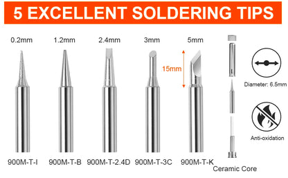 80W LCD Digital Soldering Iron Kit — Adjustable Temperature Electronics Repair Tool with Switch & Solder Tips