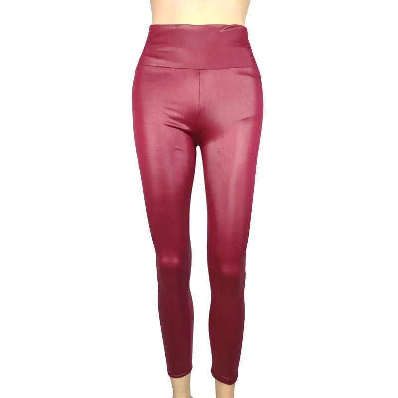 Women’s High Waisted Faux Leather Leggings – Sexy Tight Colorful Yoga Pants for Women