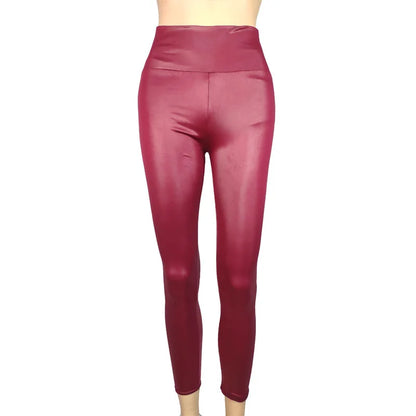 Women’s High Waisted Faux Leather Leggings – Sexy Tight Colorful Yoga Pants for Women