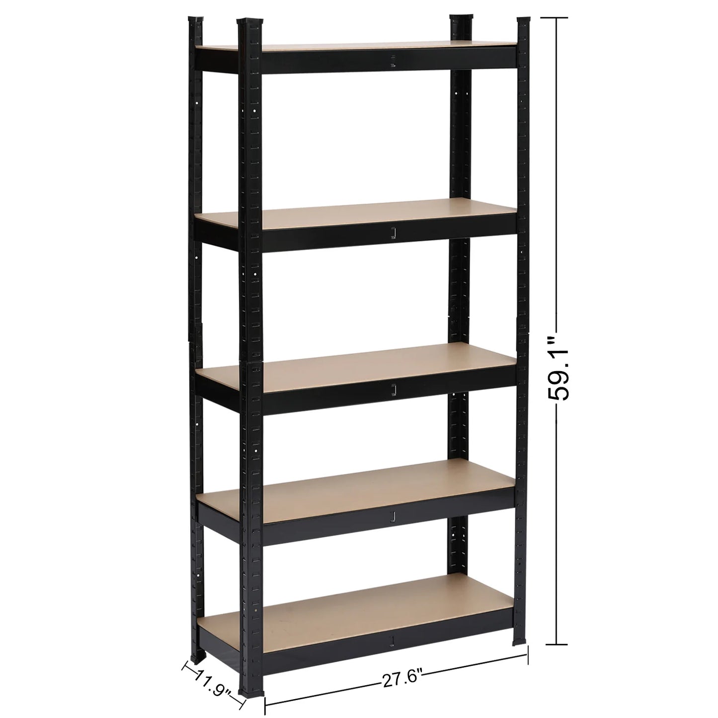 5-Tier Heavy Duty Metal Shelving Rack – Black Garage Storage Shelf Unit