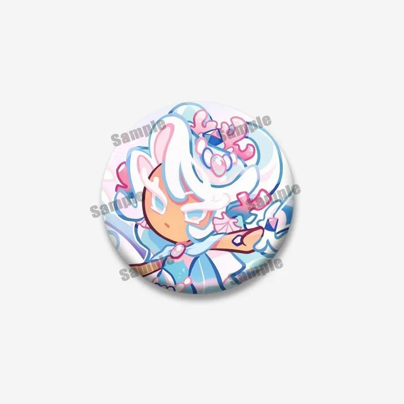Cookie Run Kingdom Meringue & Jellyfish Enamel Badge – Round Brooch for Backpack, Jewelry Pin & Party Gift