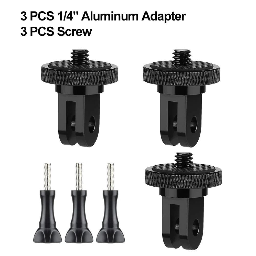 Aluminum Alloy 1/4" Conversion Mount Adapter – Compatible with GoPro Hero 9–13, Insta360, SJCAM, AKASO & DJI Osmo Action Cameras