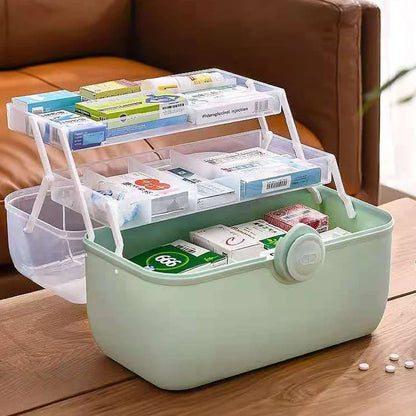 Large Capacity Family Medicine Organizer Box – Portable Plastic First Aid Kit & Home Medicine Storage Organizer