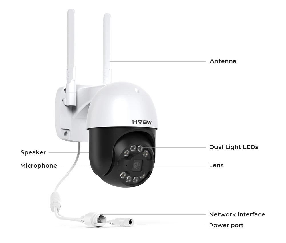 H.View 8CH 5MP Wireless WiFi Security Camera System — CCTV NVR Kit with Indoor/Outdoor Cameras & Two-Way Audio XMEye