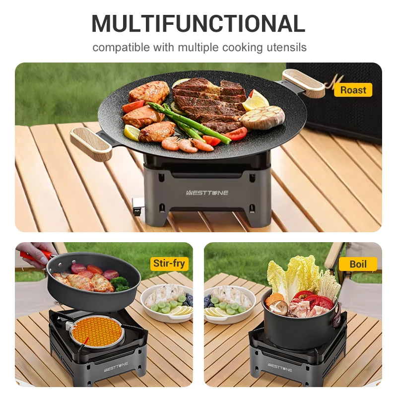 WESTTUNE Portable Camping Gas Stove - Outdoor Emergency Burner with Electronic Ignition for Picnics, BBQs & Garden Cooking
