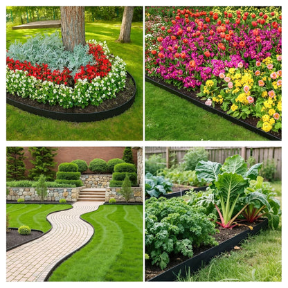 No-Dig Landscape Edging Kit - 33-100FT Plastic Garden Border with Anchoring Spikes