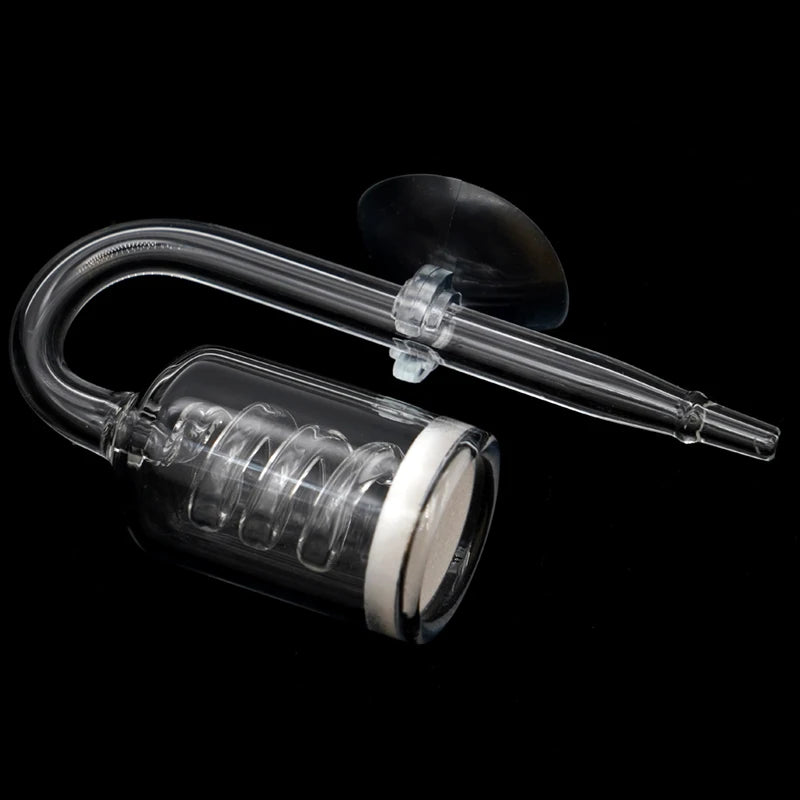 Glass CO2 Diffuser for Aquarium — Spiral Carbon Dioxide Atomizer with Suction Cup