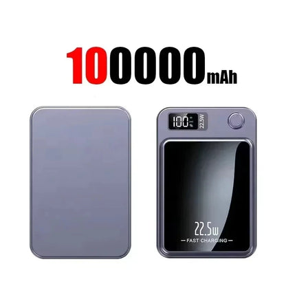 Lenovo 100000mAh Magnetic Power Bank - Wireless Fast Charger Portable Battery Pack for iPhone, Samsung & Xiaomi