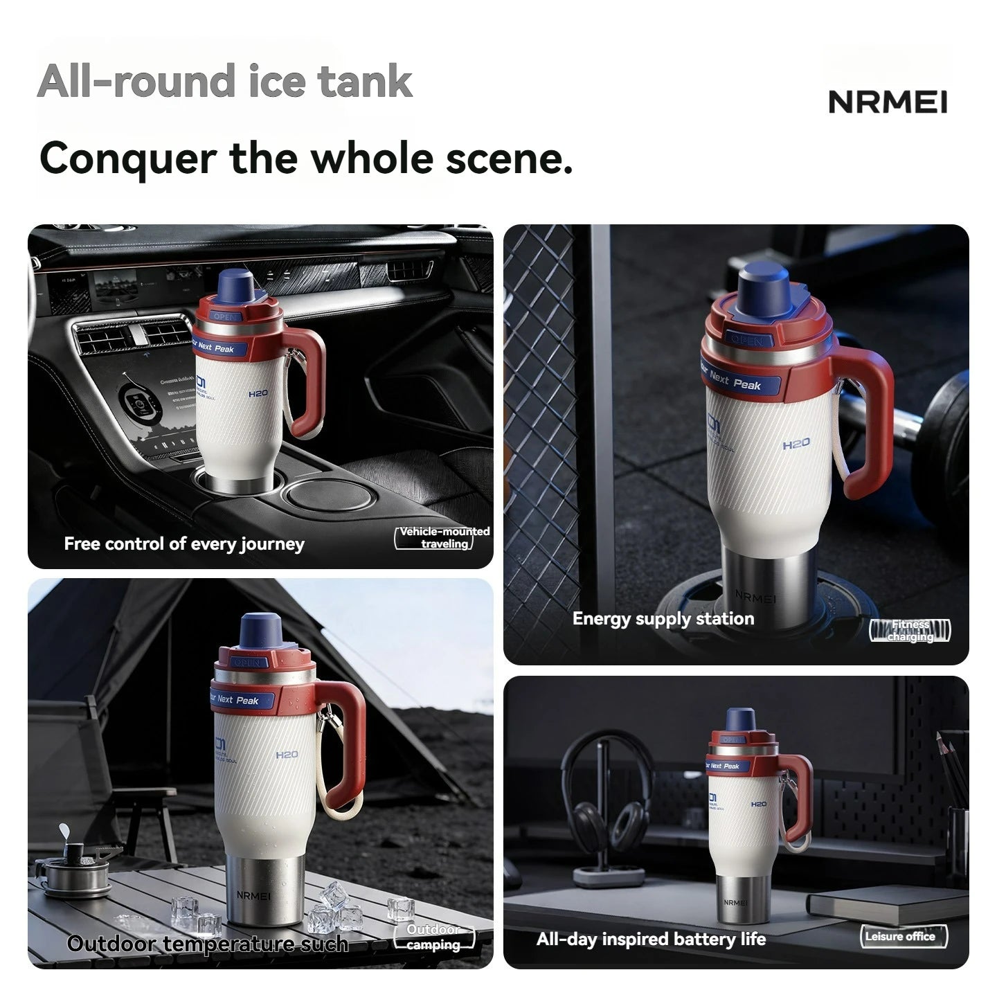 1250ml Stainless Steel Ceramic Tumbler - Large Insulated Water Bottle with Straw for Cold Drinks & Travel
