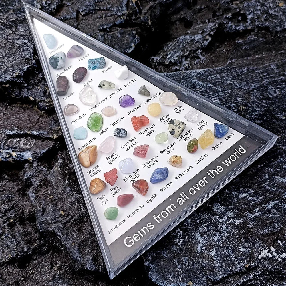 36-Piece Hexagonal Gemstone Set – Crystal Healing Stones for Meditation, Energy Balance & Bedroom Decor