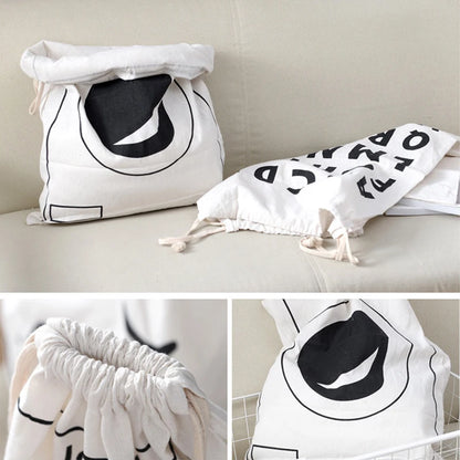 Large Cotton & Linen Laundry Bag — Drawstring Duffle Bag for Clothes & Toy Storage