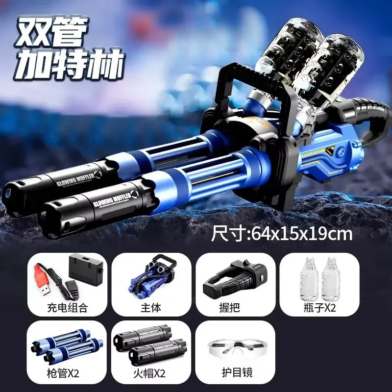 Jianfeng Gatling Soft Dart Blaster - Double Barrel Electric Rotary Launcher for Outdoor Shooting Games